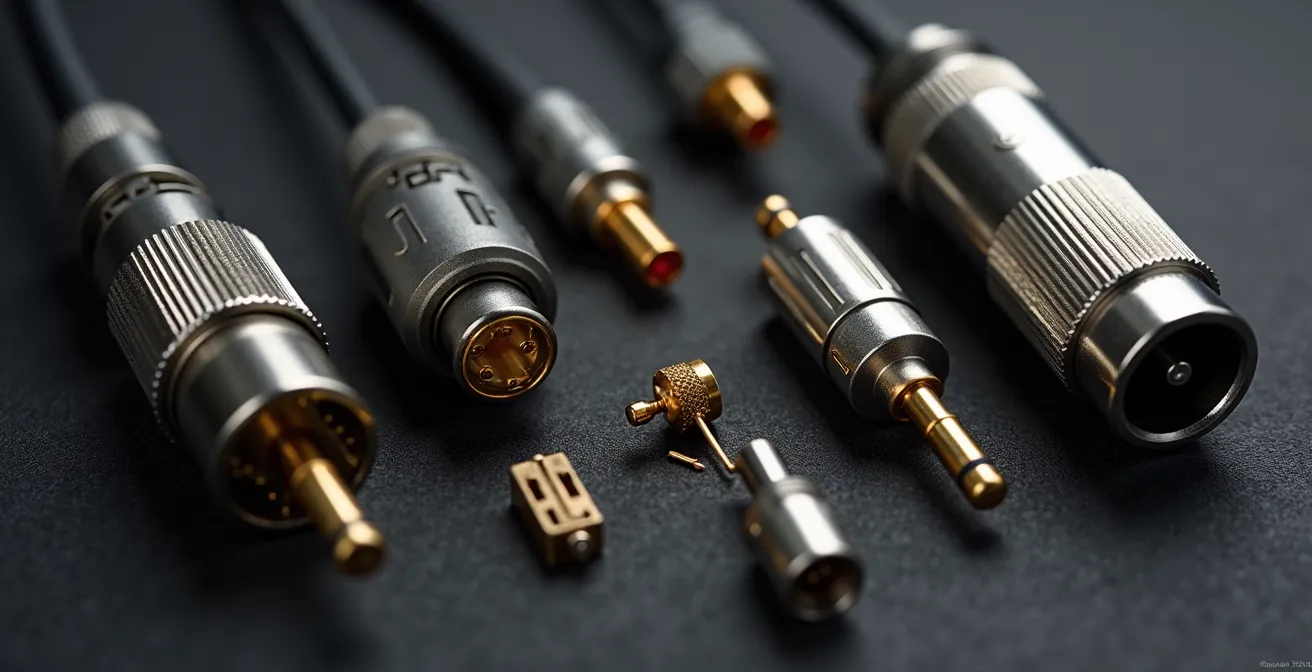 Connecteur audio professionnel Neutrik démonté montrant la possibilité de resoudage