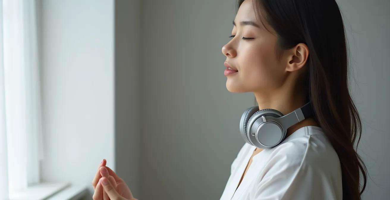 Moment de silence représenté par un espace épuré suggérant la pause entre deux écoutes