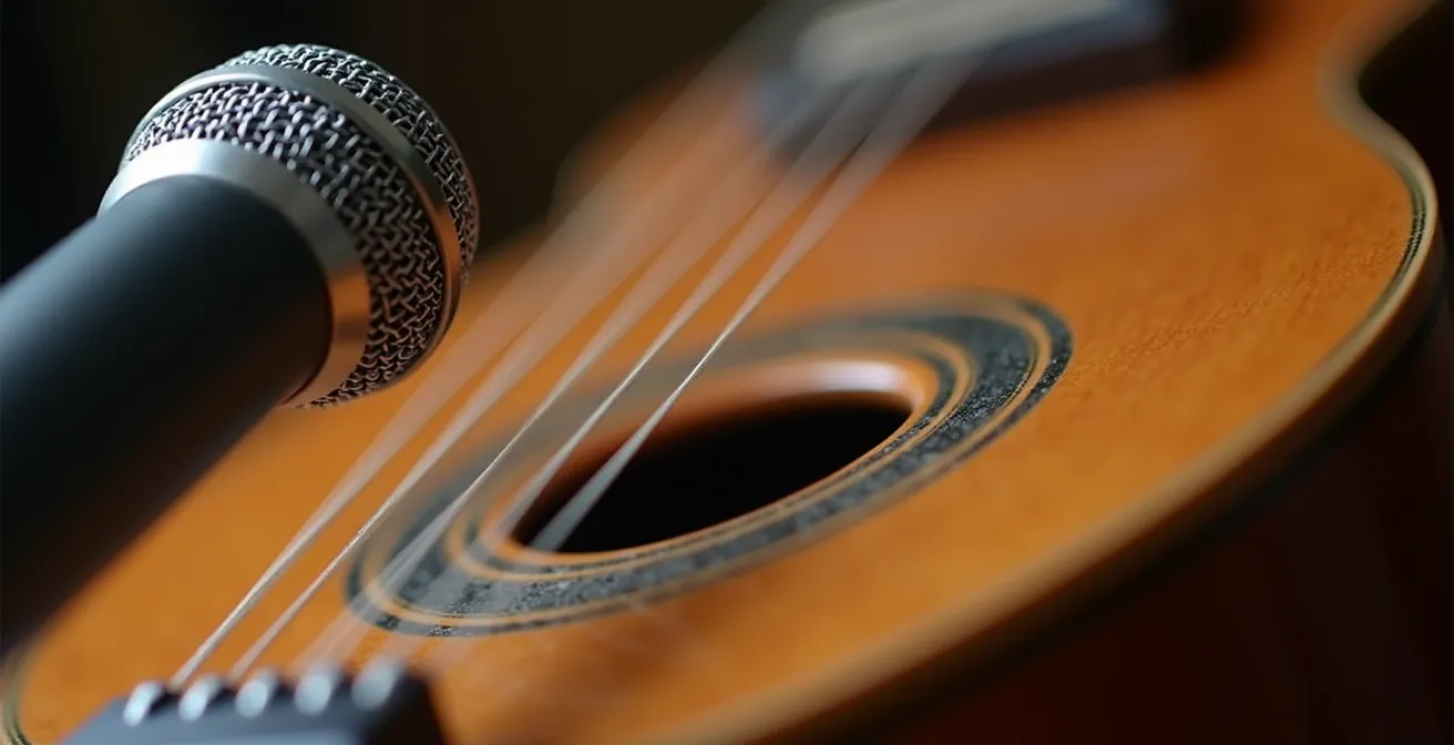 Configuration professionnelle de micros pour l'enregistrement d'une kora traditionnelle