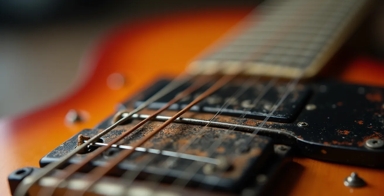 Instruments de musique montrant une évolution stylistique, du rock classique vers de nouvelles sonorités