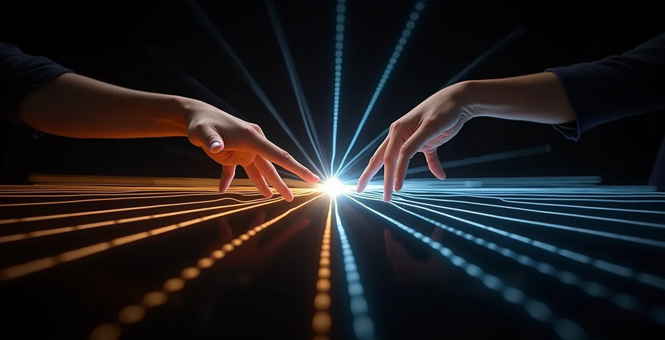 Représentation visuelle du décalage rythmique entre performance humaine et grille électronique